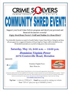 Crime Solvers Shred Event Fundraiser Coming Up!